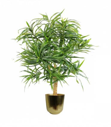 20cm Gold Fluted Metal Planter by Leaf