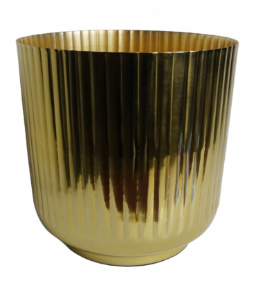 20cm Gold Fluted Metal Planter by Leaf