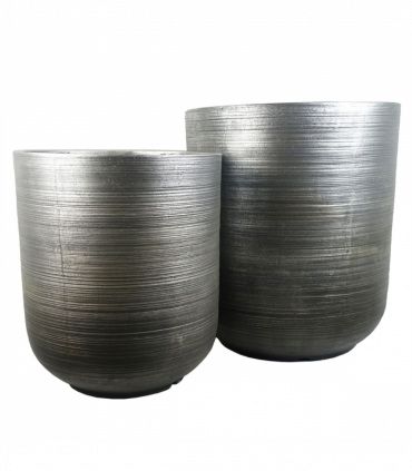 47cm x 41cm Coya Silver Ridged Planter Extra Large Composite Plant Pot