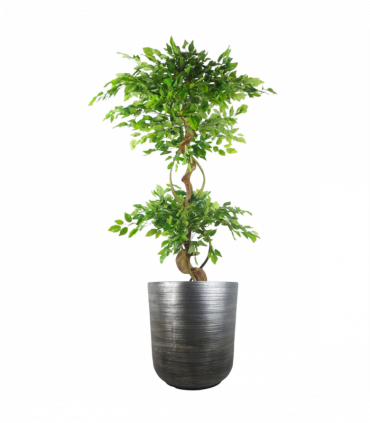 47cm x 41cm Coya Silver Ridged Planter Extra Large Composite Plant Pot