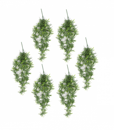 Pack of 6 x Hanging UV and Fire Resistant Artificial Fronded Thyme Plant 70cm
