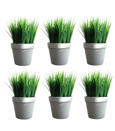 Pack of 6 x 22cm Artificial Grass Plant