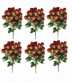 Pack of 6 x 52cm Artificial Red Rose Bunch