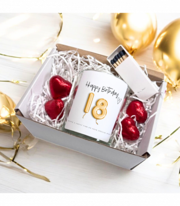 18th Birthday Gold Balloons Candle Gift Set | Birthday Gift for Daughter