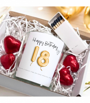 18th Birthday Gold Balloons Candle Gift Set | Birthday Gift for Daughter