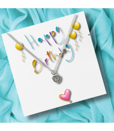 Small Happy Birthday Gift Hamper - Cubic Zirconia Heart Necklace, Chocolates & Candle