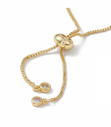 Gold Cross Charm on Fine Diamante Slider Bracelet