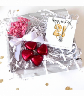 21st Birthday Cubic Zirconia Silver Necklace & Gold Balloons Mini Gift Hamper | Twenty First Gift | Girls 21st Birthday Gift Set UK
