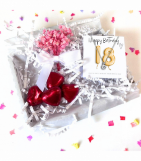 18th Birthday Cubic Zirconia Silver Necklace & Gold Balloons Mini Gift Hamper | Eightenth Gift | Girls 18th Birthday Gift Set UK