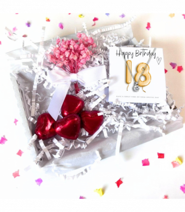 18th Birthday Cubic Zirconia Silver Necklace & Gold Balloons Mini Gift Hamper | Eightenth Gift | Girls 18th Birthday Gift Set UK