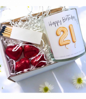 21st Birthday Gold Balloons Candle Gift Set | Birthday Gift for Daughter