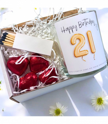 21st Birthday Gold Balloons Candle Gift Set | Birthday Gift for Daughter