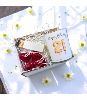 21st Birthday Gold Balloons Candle Gift Set | Birthday Gift for Daughter