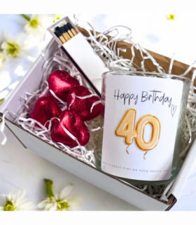 40th Birthday Gold Balloons Candle Gift Set | Birthday Gift for Daughter or Mum