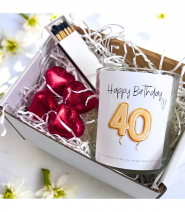 40th Birthday Gold Balloons Candle Gift Set | Birthday Gift for Daughter or Mum