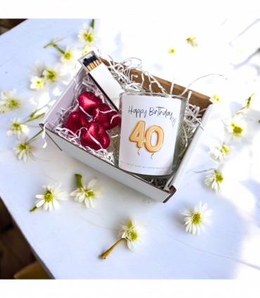 40th Birthday Gold Balloons Candle Gift Set | Birthday Gift for Daughter or Mum