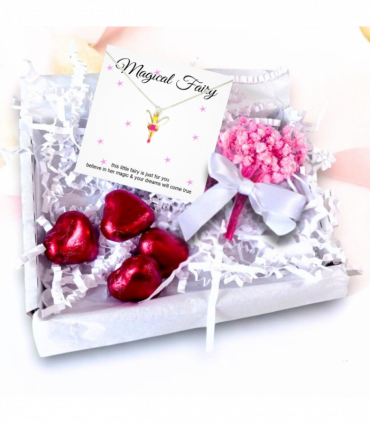 Magical Fairy Girls Necklace Mini Gift Hamper | Girls Birthday mini flower Bouquet | Childrens Jewellery | Grandaughter Christmas Present UK