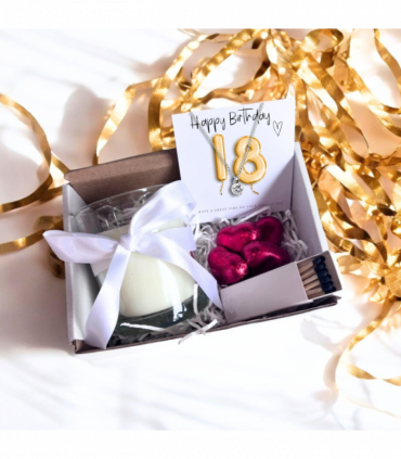 Small 18th Birthday Gold Balloons Gift Necklace Hamper | Girls 18th Birthday Candle Gift UK