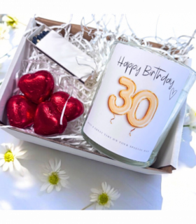 30th Birthday Gold Balloons Candle Gift Set | Birthday Gift for Daughter or Mum