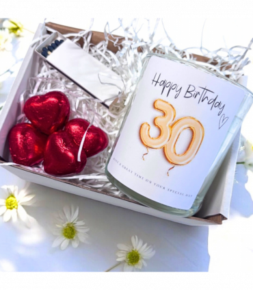 30th Birthday Gold Balloons Candle Gift Set | Birthday Gift for Daughter or Mum
