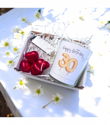 30th Birthday Gold Balloons Candle Gift Set | Birthday Gift for Daughter or Mum