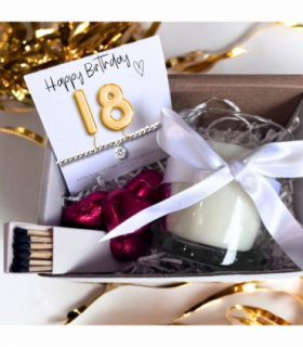 Small 18th Birthday Gold Balloons Gift Hamper | Cubic Zirconia Bracelet, Chocolates & Candle