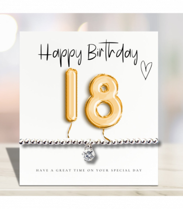 Small 18th Birthday Gold Balloons Gift Hamper | Cubic Zirconia Bracelet, Chocolates & Candle