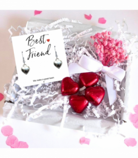 Best Friend Mini Gift Hamper with Silver Heart Earrings | Letter Box Gift For Her | Unique Gifts For Her Birthday, Thank you or Christmas UK