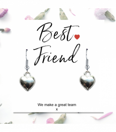 Best Friend Mini Gift Hamper with Silver Heart Earrings | Letter Box Gift For Her | Unique Gifts For Her Birthday, Thank you or Christmas UK