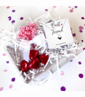 Best Friend Mini Gift Hamper with Silver Heart Necklace | Letter Box Gift For Her | Unique Gifts For Her Birthday, Thank you or Christmas UK
