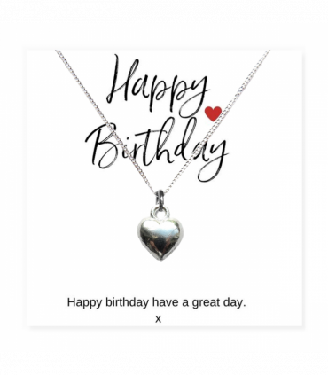 Happy Birthday Mini Gift Hamper with Silver Heart Necklace | Letter Box Gift For Her | Unique Gifts For Her Birthday, Thank you or Christmas UK