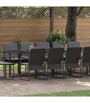 vidaXL Garden Dining Set 15 pcs Black Steel