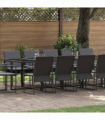 vidaXL Garden Dining Set 15 pcs Black Steel