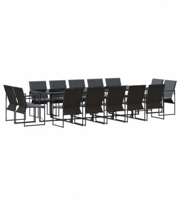vidaXL Garden Dining Set 15 pcs Black Steel