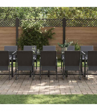 vidaXL Garden Dining Set 15 pcs Black Steel