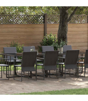 vidaXL Garden Dining Set 11 pcs Black Steel