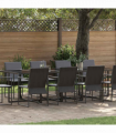 vidaXL Garden Dining Set 11 pcs Black Steel
