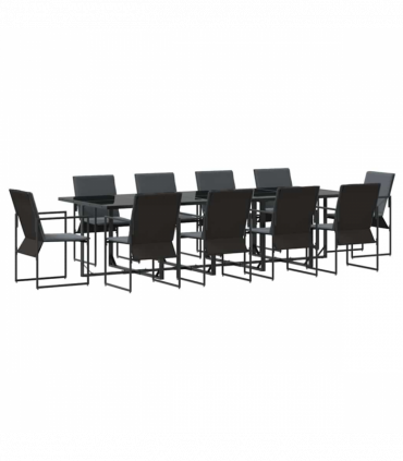 vidaXL Garden Dining Set 11 pcs Black Steel