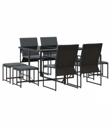 vidaXL Garden Dining Set 9 pcs Black Steel