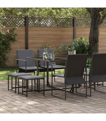 vidaXL Garden Dining Set 9 pcs Black Steel