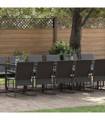vidaXL Garden Dining Set 17 pcs Black Steel