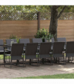 vidaXL Garden Dining Set 17 pcs Black Steel