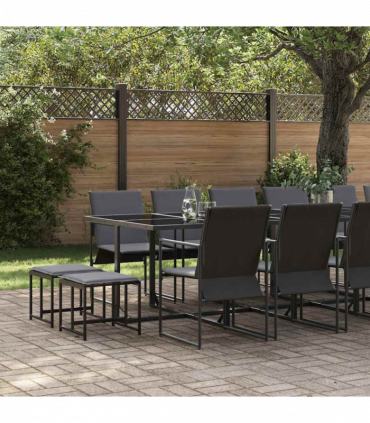 vidaXL Garden Dining Set 17 pcs Black Steel