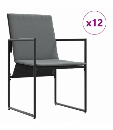 vidaXL Garden Dining Set 17 pcs Black Steel