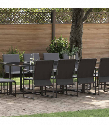 vidaXL Garden Dining Set 13 pcs Black Steel