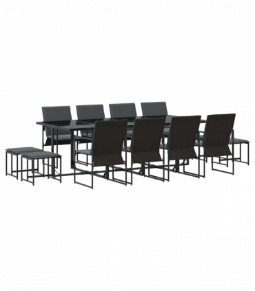 vidaXL Garden Dining Set 13 pcs Black Steel