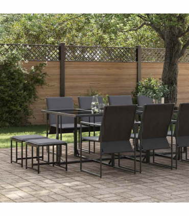 vidaXL Garden Dining Set 13 pcs Black Steel