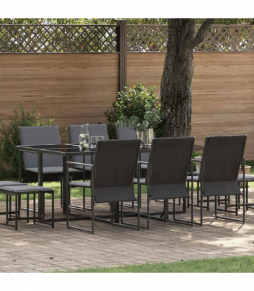 vidaXL Garden Dining Set 11 pcs Black Steel