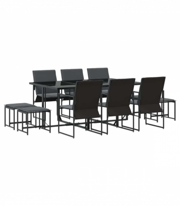 vidaXL Garden Dining Set 11 pcs Black Steel