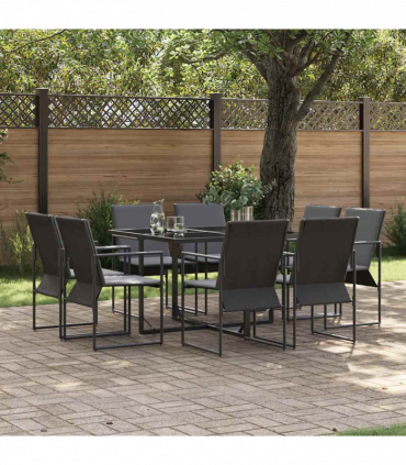 vidaXL Garden Dining Set 9 pcs Black Steel